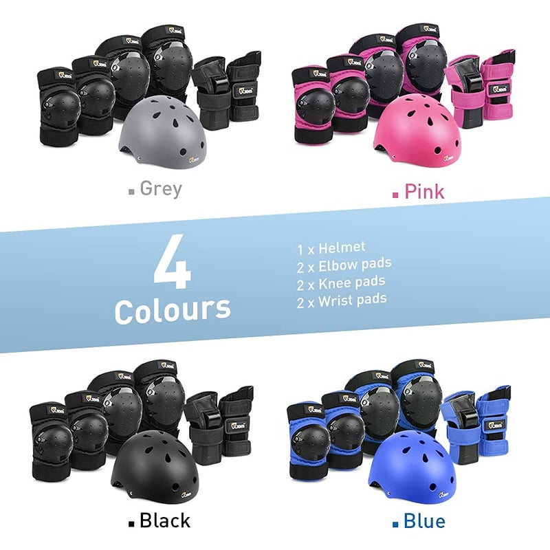 JBM Adult & Kid Skating Protective Gear Set for Beginner to Advanced, Skateboard Helmet Knee and Elbow Pads with Wrist Guards for Inline Roller Skating, Scooter, Skateboarding - Image 5